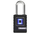 Master Lock 4901EURDLHCC - Cadenas Biométrique Haute Securité - Etanche - Empreinte Digitale et Code Directionnel de Secours - Anse Longue