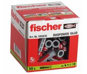 fischer 555010 - Cheville bi-matière DuoPower 10 x 50 sans vis (50pcs) DuoPower 10 x 50